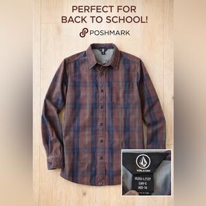 Volcom Youth Large 12Y Plaid  LIKE NEW Perfect Condition Boys button up shirt
